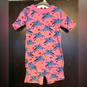 Hanna Andersson Pink Pajama Set with Blue Unicorn Pegasus size 6-7 / 120 cm
